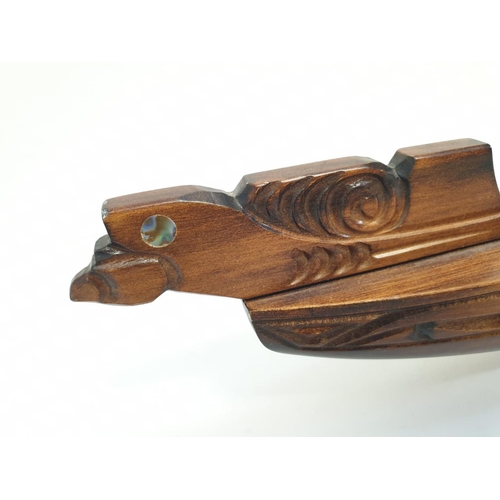 256 - Hawaiian hand carved wooden boat, 49x20cm