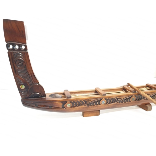 256 - Hawaiian hand carved wooden boat, 49x20cm