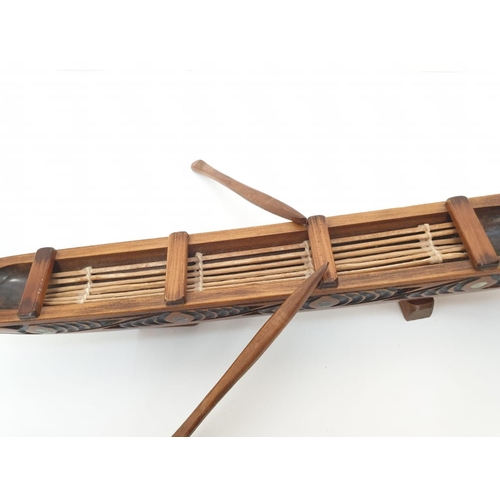 256 - Hawaiian hand carved wooden boat, 49x20cm