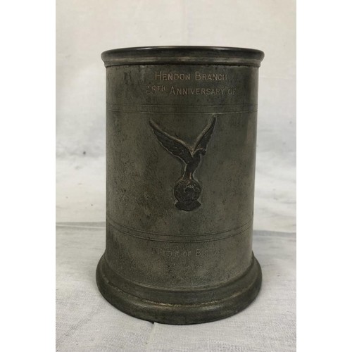 928 - A pewter tankard celebrating the 25th anniversary of the Battle of Britain.