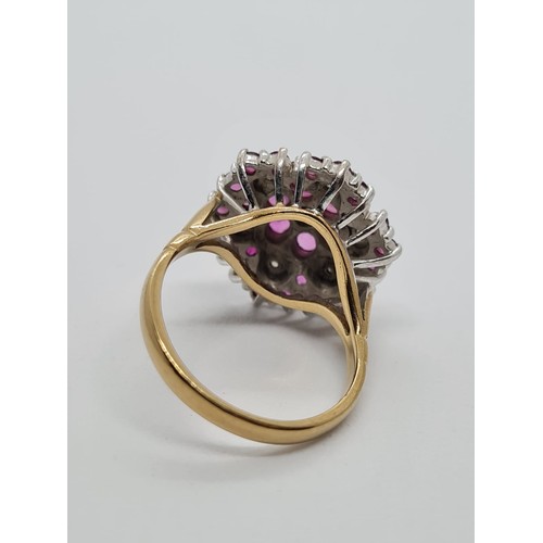 83 - Vintage 9ct yellow gold stone set ring in floral design, weight 4.3g and size K1/2