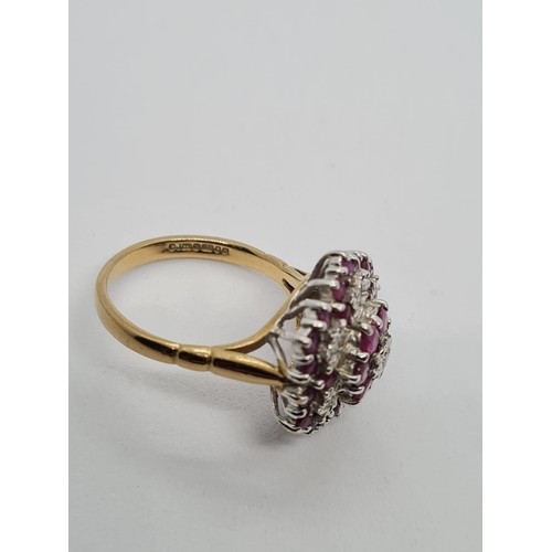 83 - Vintage 9ct yellow gold stone set ring in floral design, weight 4.3g and size K1/2