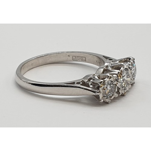 948 - 18CT DIAMOND TRILOGY RING WEIGHT 3.9G AND SIZE M/N