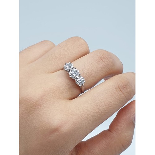 948 - 18CT DIAMOND TRILOGY RING WEIGHT 3.9G AND SIZE M/N