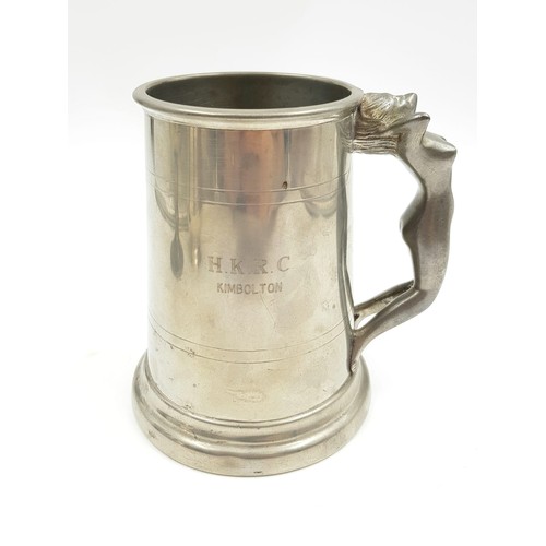 924 - One Silver plate and two pewter drinking vessels (3)