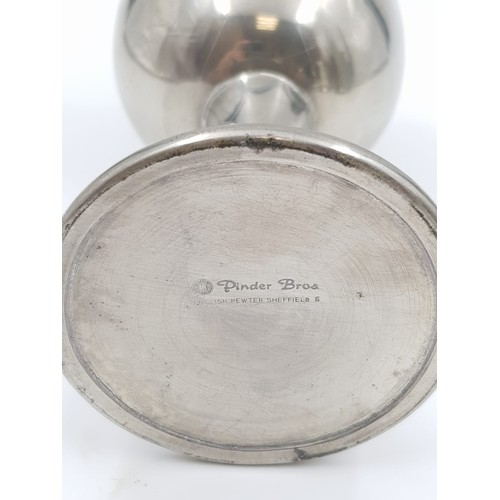 924 - One Silver plate and two pewter drinking vessels (3)