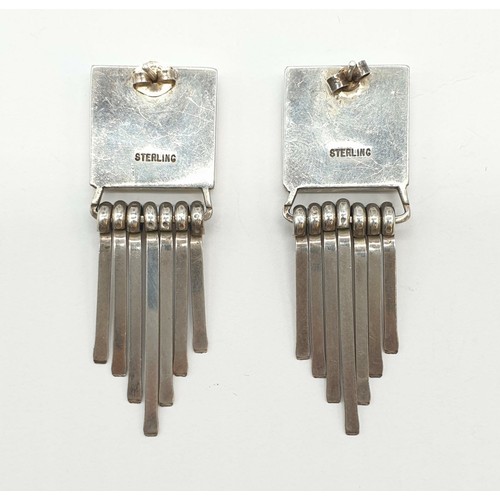 988 - Enamel and silver earrings, weight 14.2g