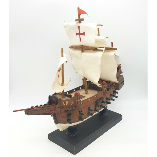 255 - Vintage Spanish Galleon model ship- 'The San Rene' 40cm long 38cm high approx