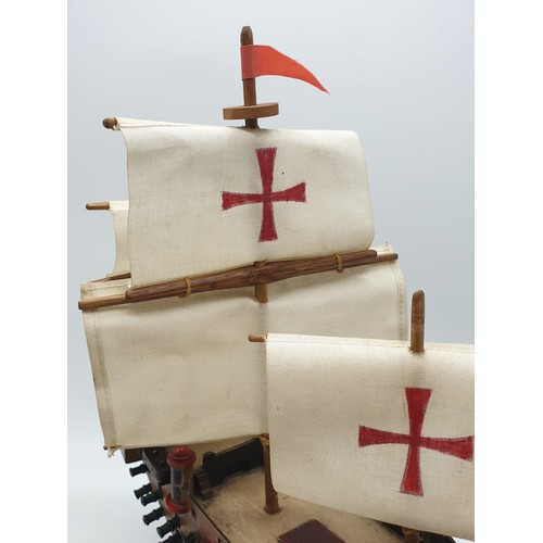 255 - Vintage Spanish Galleon model ship- 'The San Rene' 40cm long 38cm high approx