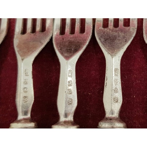 908 - An antique set of 24 knives and forks, most possibly by William Savage & Co of Sheffield, silver pla... 