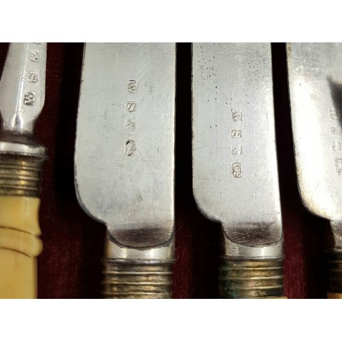 908 - An antique set of 24 knives and forks, most possibly by William Savage & Co of Sheffield, silver pla... 