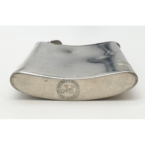 434 - A pewter vintage hip flask made by the Alchemy  company in Sheffield. 7x9cm.