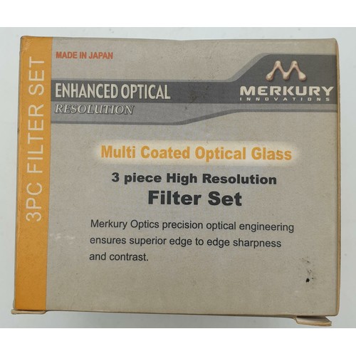 774 - A Merkury Optics, 3 piece high resolution filter set. As new, in case and box.