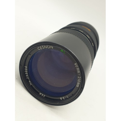 758 - A Cesnon MC 80mm - 210mm lens. Good condition with case. 18cm in length.