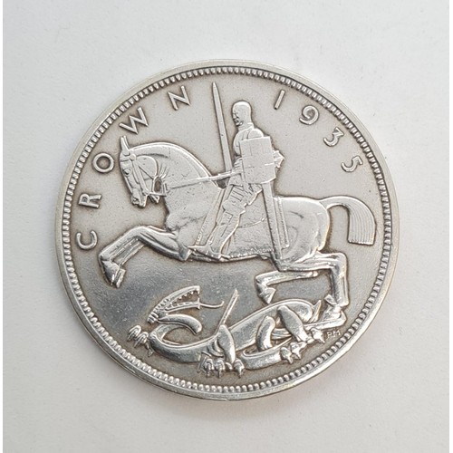 174 - Silver 1935 George V rocking horse crown. Condition extra fine/brilliant. No wear to sides or rim. P... 