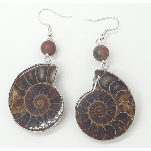 71 - An unusual necklace and earrings set with Jurassic Ammonites (163 million years old) from Madagascar... 