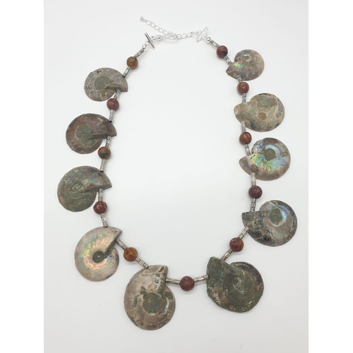 71 - An unusual necklace and earrings set with Jurassic Ammonites (163 million years old) from Madagascar... 