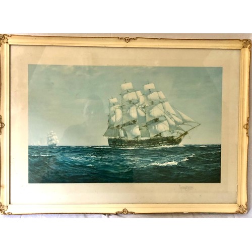 344 - 1926 limited edition signed Montague Dawson print original gilded frame, 82x58cm