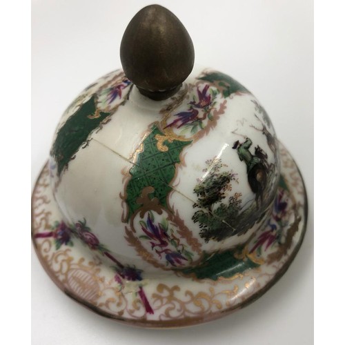 108 - Pair of Augustus Rex, Meissen porcelain ginger jars late 19th century, hand painted with gilt tracer... 