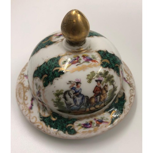 108 - Pair of Augustus Rex, Meissen porcelain ginger jars late 19th century, hand painted with gilt tracer... 