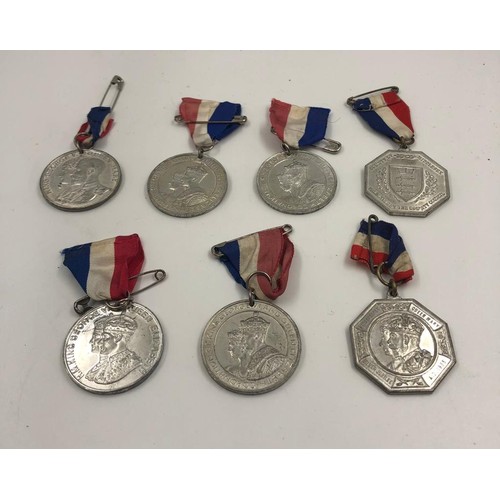 350 - Selection of seven medallions celebrating Royal Jubilee's and Coronations from the 1930s