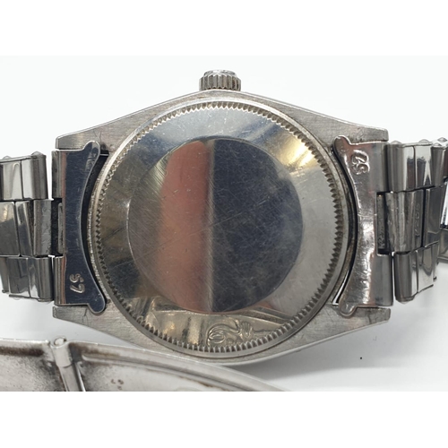 22 - A 70s gents stainless steel ROLEX watch.                                  The watch keeps time, but ... 