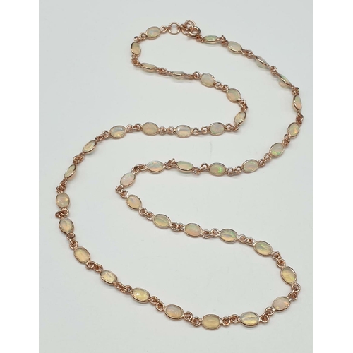 298 - A Ethiopian Opal Necklace in Sterling Silver rose Gold finish. Necklace length 28cm, weight 11.16 gr... 