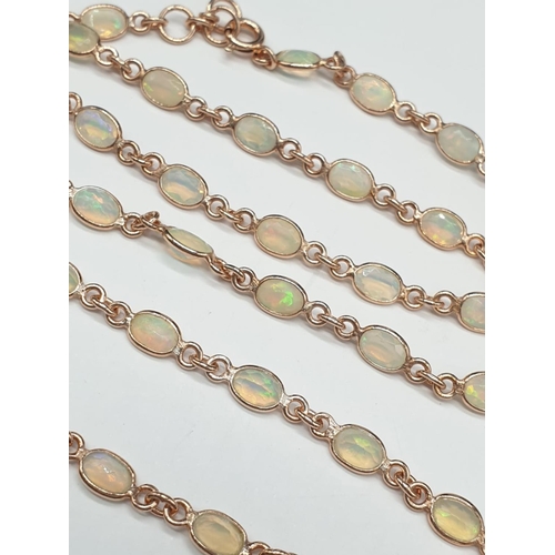 298 - A Ethiopian Opal Necklace in Sterling Silver rose Gold finish. Necklace length 28cm, weight 11.16 gr... 