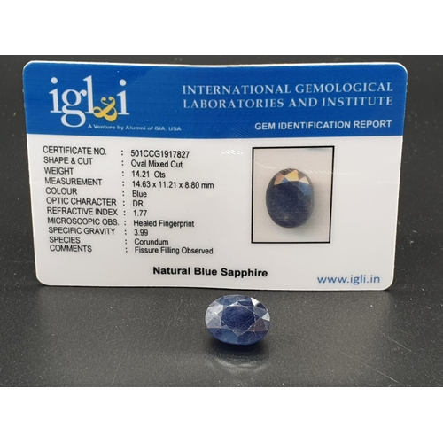 451 - 14.21cts Blue sapphire Gemstone certified