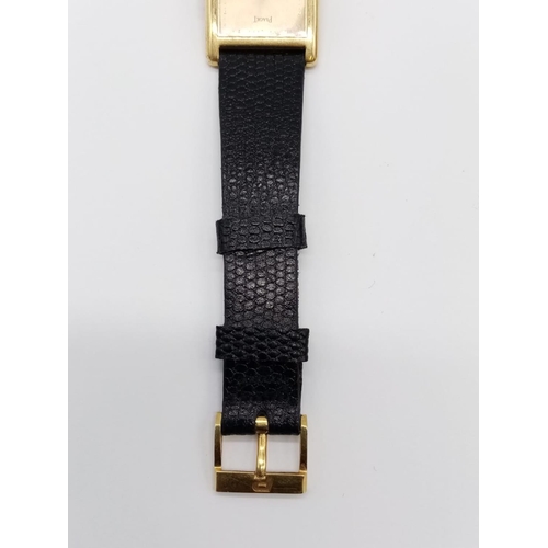 737 - Vintage Plaget 18ct gold ladies watch with square face (22mm) and leather strap