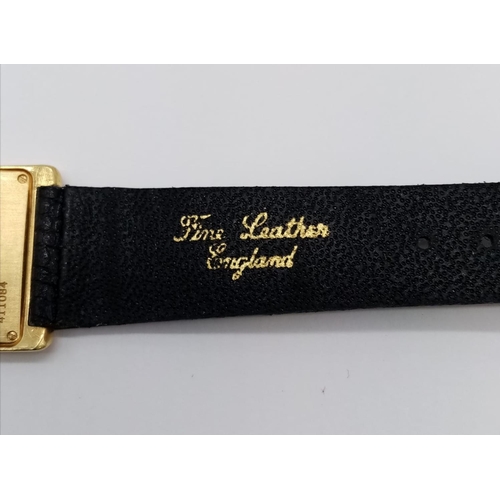 737 - Vintage Plaget 18ct gold ladies watch with square face (22mm) and leather strap