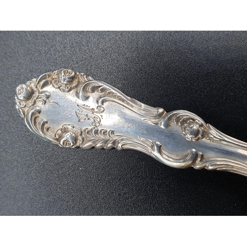 213 - Antique silver desert spoon 1897 by Levi & Salaman weight 14.12g and 11.5cm long approx