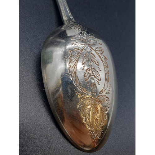 219 - George IV desert spoon H/M silver, weight 34.2g, 1821 Sam Atkins 17cm long approx