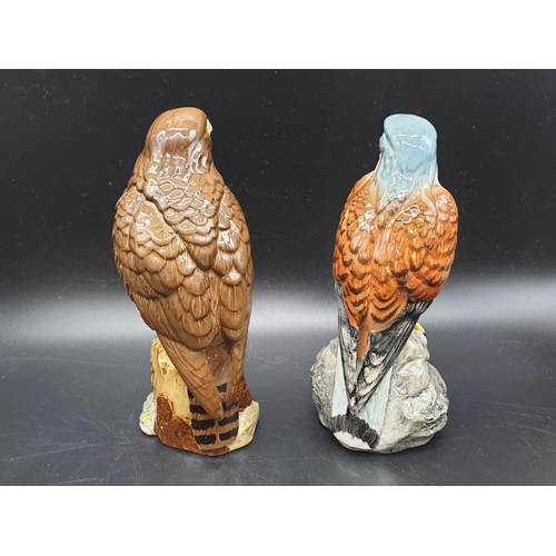 342 - Collection of 7 liquor bottles of various birds of prey. Made by Beswick, Barn Owl and Beneagles sti... 