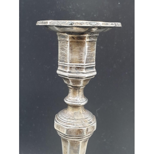 48 - A Pair of Silver Candlesticks in Art Deco Style 23cms tall 1.6kg