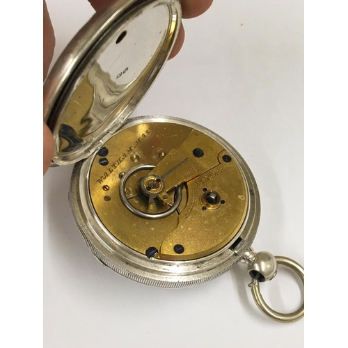 125 - Antique solid silver Waltham key wind pocket watch no key but ticks if shaken but no guarantees