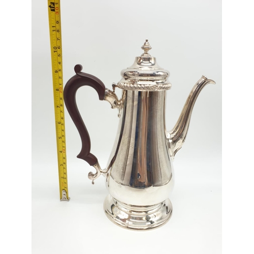 14 - Asprey London Silver Coffee pot, weight 1180g and 28cm tall approx in very good condition