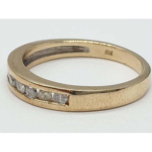 159 - 9ct yellow gold diamond half eternity ring, weight 2.1g and 0.20ct diamond approx size K