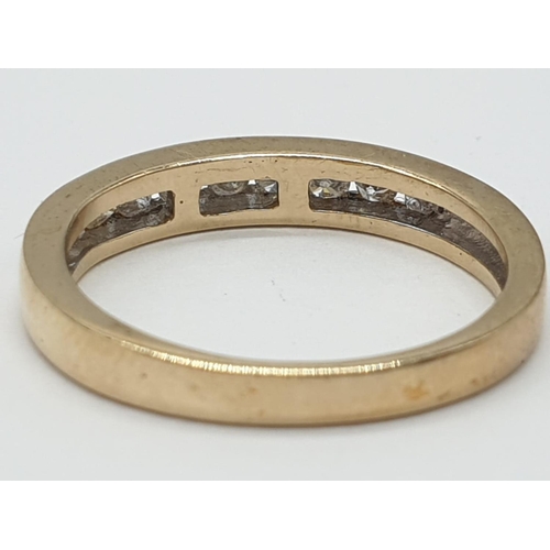 159 - 9ct yellow gold diamond half eternity ring, weight 2.1g and 0.20ct diamond approx size K