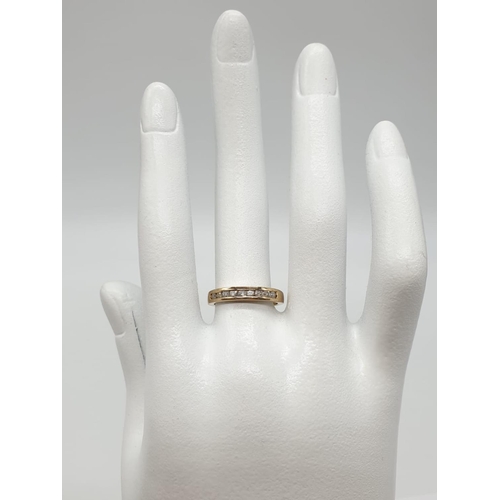 159 - 9ct yellow gold diamond half eternity ring, weight 2.1g and 0.20ct diamond approx size K