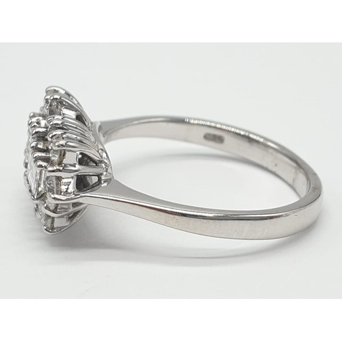 168 - 18ct white gold and diamond ring. Size M and weighs 4.6g.