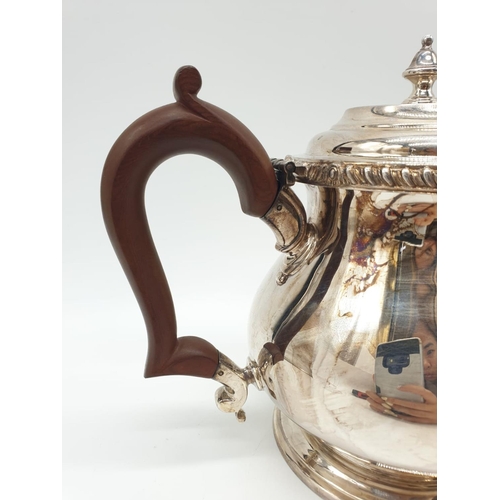 21 - Asprey London Silver Tea Pot, weight 1000g and 18cm tall, 22cm wide approx in very good condition