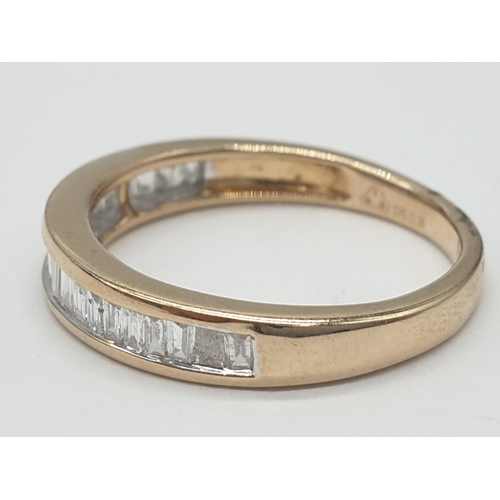 25 - 9ct yellow gold diamond half eternity ring, 0.30ct diamond, weight 1.9g and size J