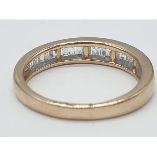 25 - 9ct yellow gold diamond half eternity ring, 0.30ct diamond, weight 1.9g and size J