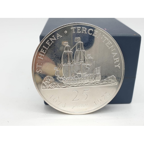 417 - Silver St Helena Tercentenary 25 pence 1673 - 1973 28.4g