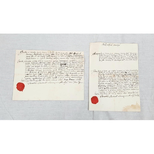 437 - 2 x Antique CERTIFICATES from 1760 being a confirmation certificate and baptism certificate for Mari... 