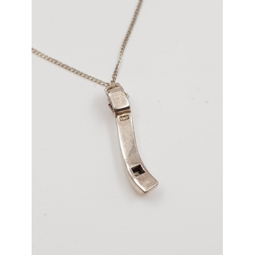 454 - Sterling silver stone and PENDANT NECKLACE on a sterling silver CHAIN.  16 inches.