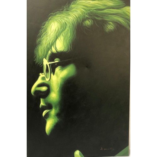 133 - An oil on canvas PAINTING of John Lennon by Z. Bailey.   61 x 92 cm