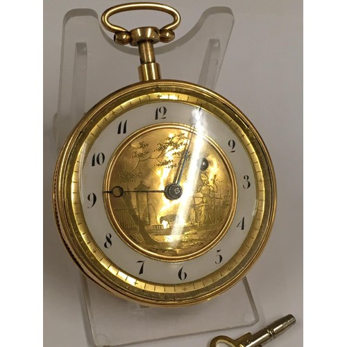 1 - Antique 18ct solid gold plunge repeater verge fusee pocket watch, in working order and plunge repeat... 