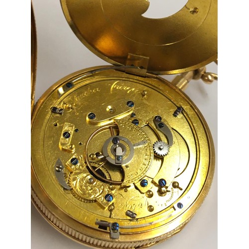 1 - Antique 18ct solid gold plunge repeater verge fusee pocket watch, in working order and plunge repeat... 